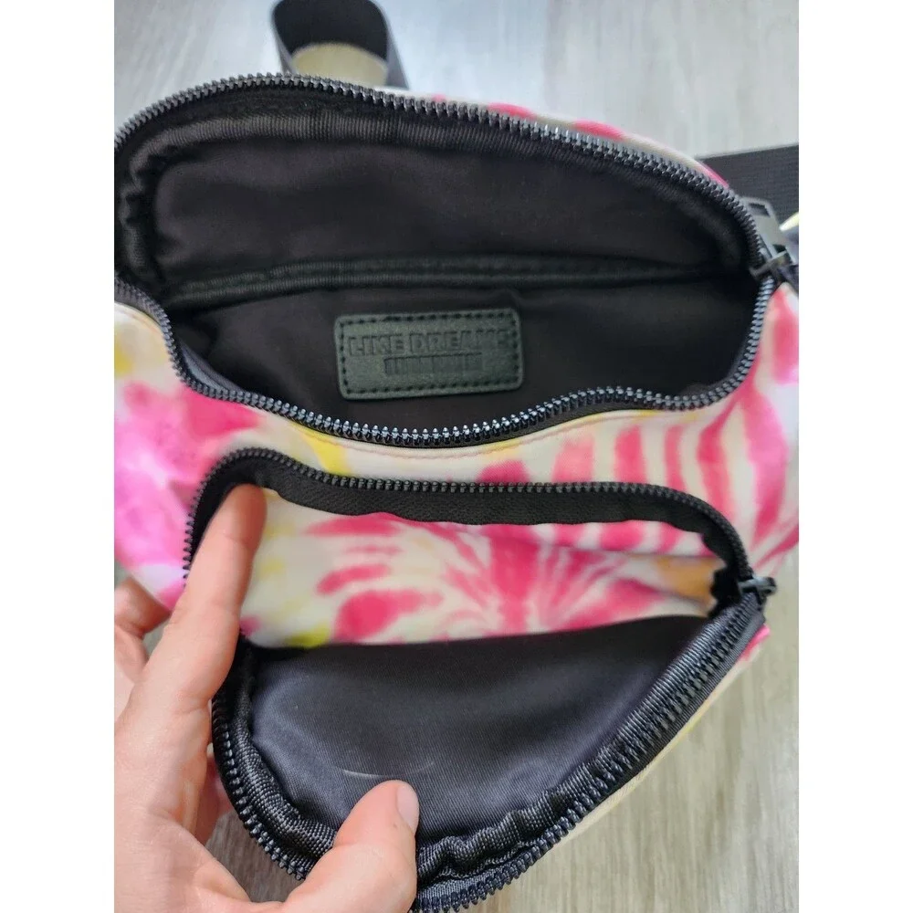 Like Dreams Enjoy The Ride Tie Dye Fanny Pack Pink Yellow White Waist Belt Bag